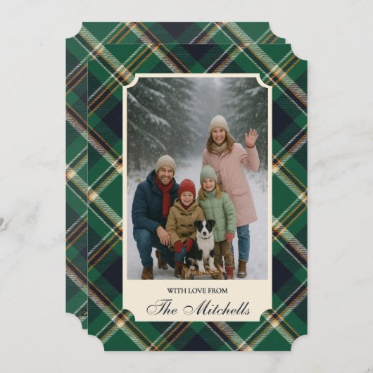 Classic Green Blue Yellow Plaid Pattern Holiday Feestdagenkaart (Voorkant / Achterkant)