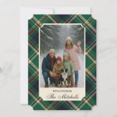 Classic Green Blue Yellow Plaid Pattern Holiday Feestdagenkaart (Voorkant)
