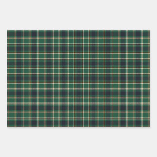 Classic Green Blue Yellow Plaid Pattern Holiday Inpakpapier Vel (Voorkant 3)