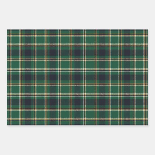 Classic Green Blue Yellow Plaid Pattern Holiday Inpakpapier Vel (Voorkant)
