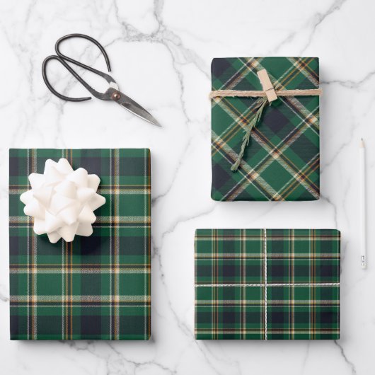 Classic Green Blue Yellow Plaid Pattern Holiday Inpakpapier Vel (Voorkant)