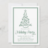 Classic Green Border Christmas Tree Holiday Party Kaart (Voorkant)