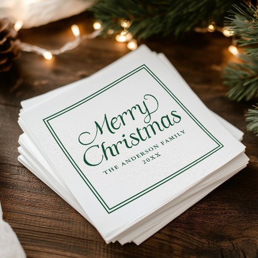 Classic Green Border Merry Christmas Servet