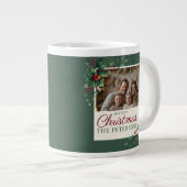 Classic Green Botanical Photo Christmas Mug Grote Koffiekop (Voorkant rechts)