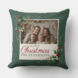 Classic Green Botanical Photo Christmas Pillow Kussen
