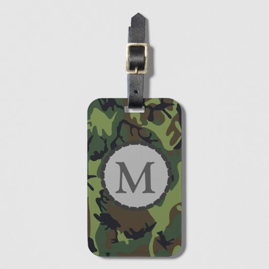 Classic Green Camouflage Pattern Monogram Bagagelabel (Voorkant (verticaal))