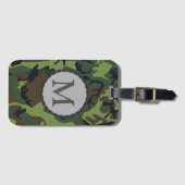Classic Green Camouflage Pattern Monogram Bagagelabel (Voorkant (horizontaal))