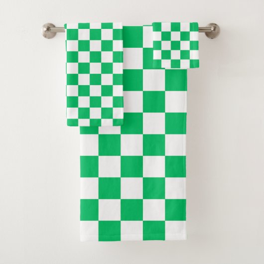 Classic green checkered  bad handdoek (Insitu)