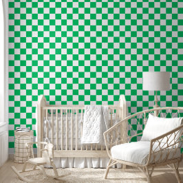 Classic green checkered  behang