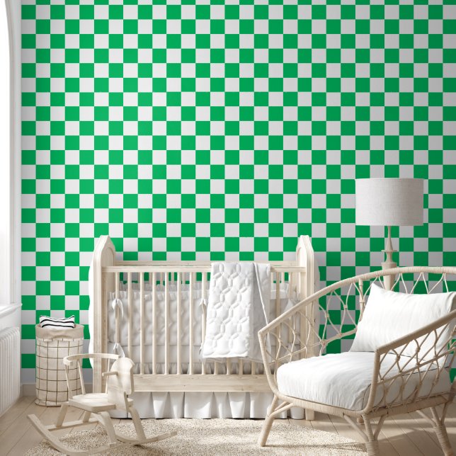 Classic green checkered  behang (Kinderen)