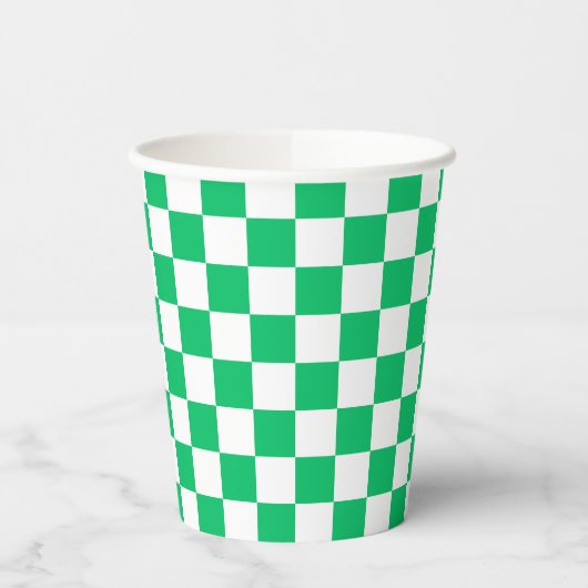 Classic green checkered  papieren bekers (Links)