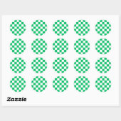 Classic green checkered  ronde sticker (Vel)