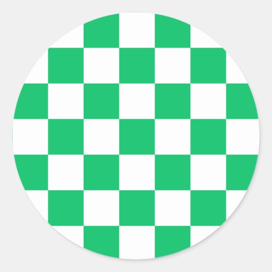Classic green checkered  ronde sticker (Voorkant)