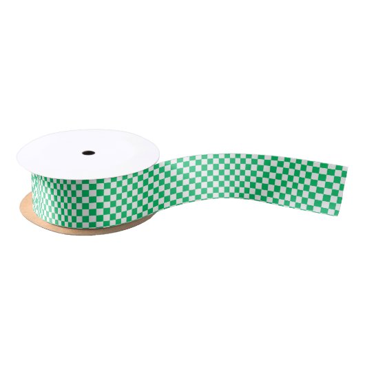 Classic green checkered  satijnen lint (Spoel)