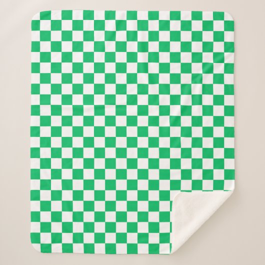 Classic green checkered  sherpa deken (Voorkant)