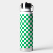 Classic green checkered  waterfles (Achterkant)