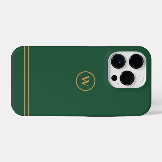 Classic Green Chic Custom Monogram iPhone Hoesje (Achterkant horizontaal)