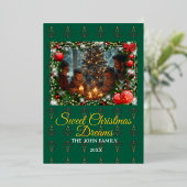 Classic Green Christmas Greeting Photo Folie Feestdagenkaart (Staand Voorkant)