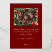 Classic Green Christmas Greeting Photo Folie Feestdagenkaart (Achterkant)