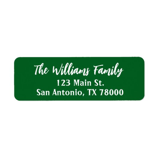 Classic Green Christmas Script Return Address Etiket (Voorkant)