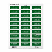 Classic Green Christmas Script Return Address Etiket (Full Sheet)