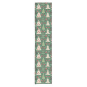 Classic Green Christmas Tree Pattern Holiday Korte Tafelloper (Voorkant)
