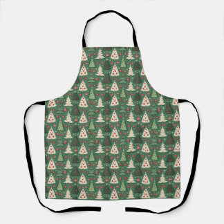Classic Green Christmas Tree Pattern Holiday Schort