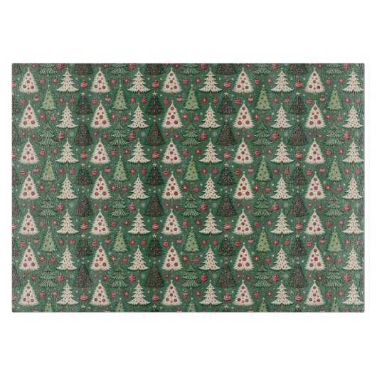 Classic Green Christmas Tree Pattern Holiday Snijplank (Voorkant)