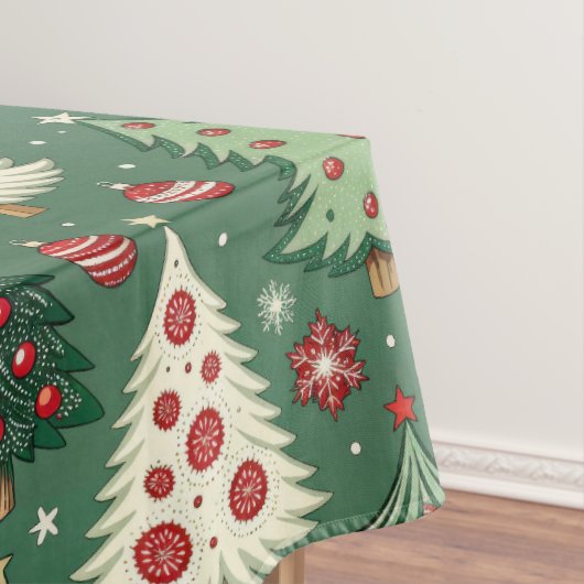 Classic Green Christmas Tree Pattern Holiday Tafelkleed (Voorbeeld)