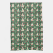 Classic Green Christmas Tree Pattern Holiday Theedoek (Verticaal)