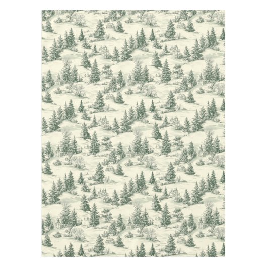 Classic Green Cream Toile Franse Kerst Tafelkleed (Voorkant)