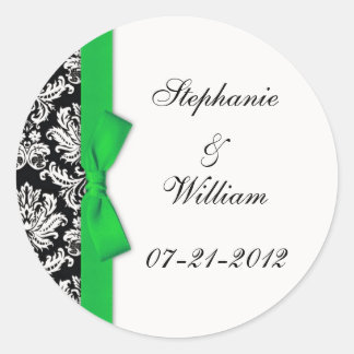 Classic Green Damask Wedding Label