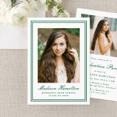 Classic Green Double Border Frame Photo Graduation Kaart