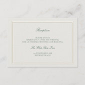Classic Green Elevated Ecru Wedding Reception Informatiekaartje (Voorkant)