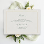 Classic Green Elevated Ecru Wedding Reception Informatiekaartje