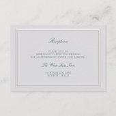 Classic Green Elevated Ivory Wedding Reception Informatiekaartje (Voorkant)