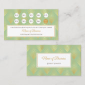 Classic Green en Gold Pattern Loyalty Punch Kaart (Voorkant / Achterkant)