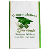Classic Green en Gold Personalized Afstuderen Medium Cadeauzakje (Voorkant)