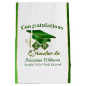 Classic Green en Gold Personalized Afstuderen Medium Cadeauzakje (Achterkant)