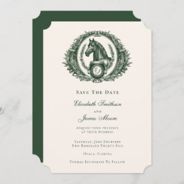 Classic Green Equestrian Monogram Crest Weddenscha Save The Date