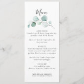 Classic Green Eucalyptus Calligraphy Wedding Menu (Voorkant)