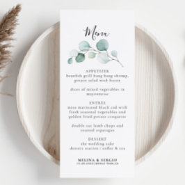 Classic Green Eucalyptus Calligraphy Wedding Menu