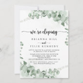 Classic Green Eucalyptus Elopement Receptie Kaart (Voorkant)