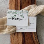 Classic Green Eucalyptus Foliage Hartelijk dank Briefkaart<br><div class="desc">Deze klassieke groene eucalyptusbladervrucht dank je dat je briefkaart perfect is voor een eenvoudige bruiloft. Het ontwerp is voorzien van prachtige waterverf groene eucalyptusbladeren. Pas de rug van het briefkaart, met inbegrip van uw namen, terugkeeradres en een dank u bericht aan. Of, verlaat de de sectieleegte van de sjabloon van...</div>