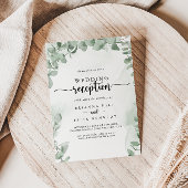 Classic Green Eucalyptus Weddenschap Reception Kaart