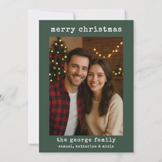 Classic Green Festive Photo Collage Christmas Card (Voorkant)