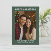 Classic Green Festive Photo Collage Christmas Card (Staand voorkant)