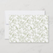 Classic Green Floral and Bird Toile QR code RSVP Kaartje (Achterkant)