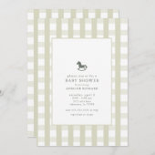 Classic Green Gingham Equestrian Baby shower Kaart (Voorkant / Achterkant)