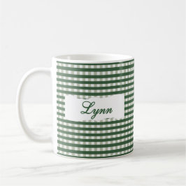Classic Green Gingham Personalized Name  Koffiemok
